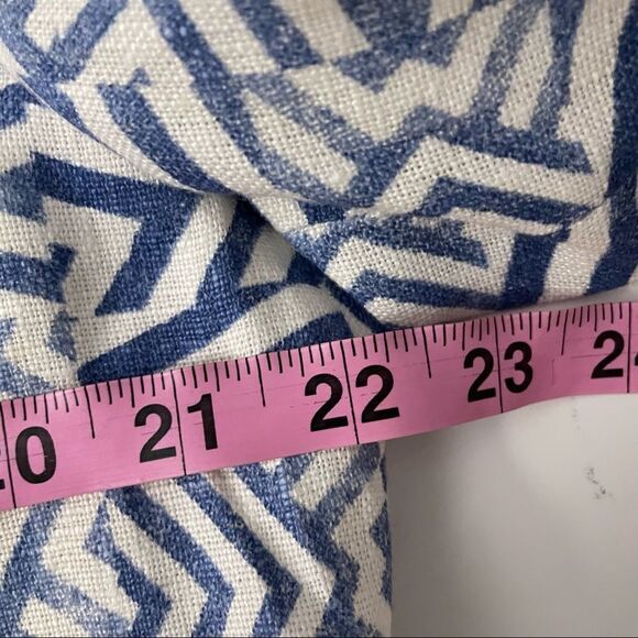 3 SISTERS BLUE ARROW AZTEC PRINT OPEN FRONT BLAZER / COAT 100% LINEN SZ L NEW! - Picture 8 of 12